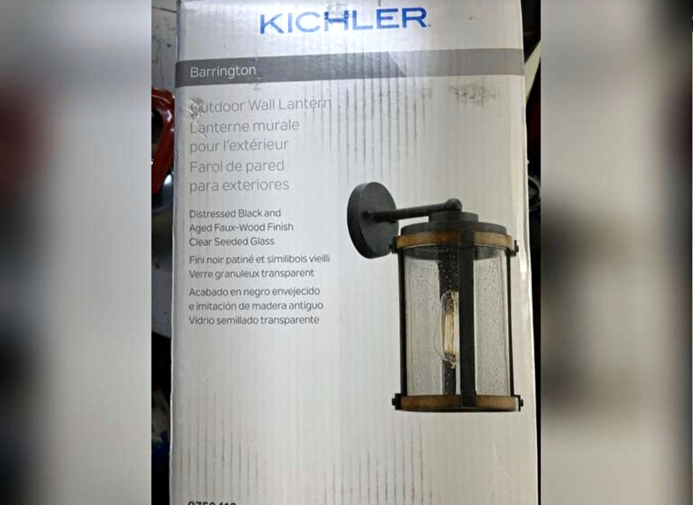 Kichler Barrington Outdoor Wall Lantern Distressed Black Clear Seeded Glass 13"